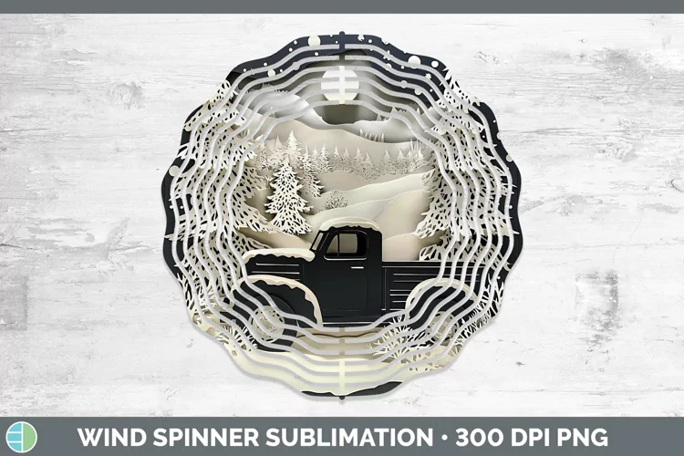 3D Vintage Truck Wind Spinner Sublimation Spinner Designs