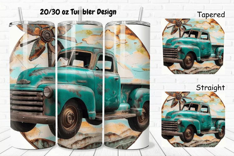 3D Vintage Truck 20/30oz Skinny Tumbler