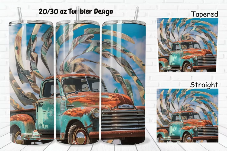 3D Vintage Truck 20/30oz Skinny Tumbler