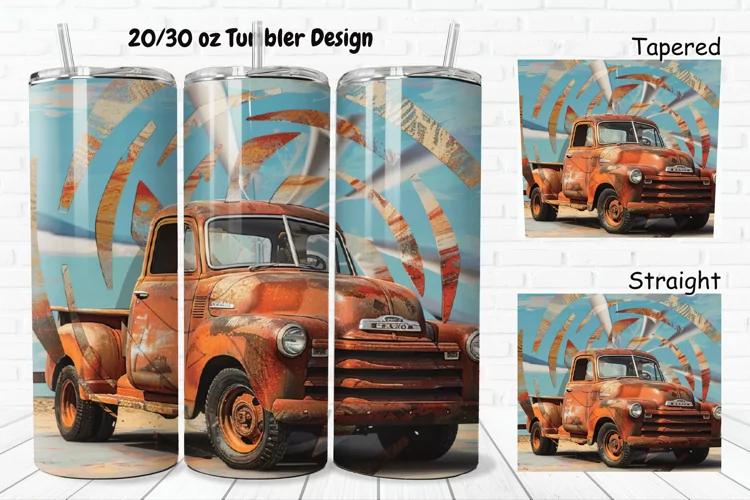 3D Vintage Truck 20/30oz Skinny Tumbler
