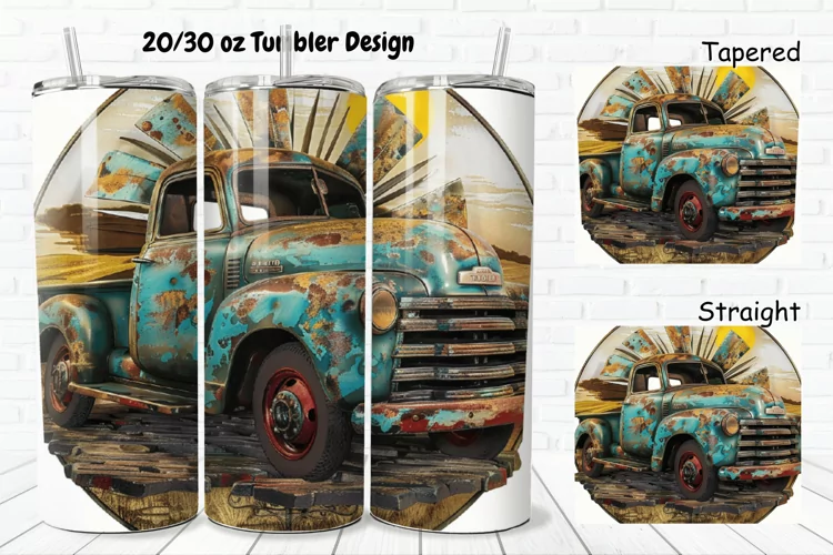3D Vintage Truck 20/30oz Skinny Tumbler
