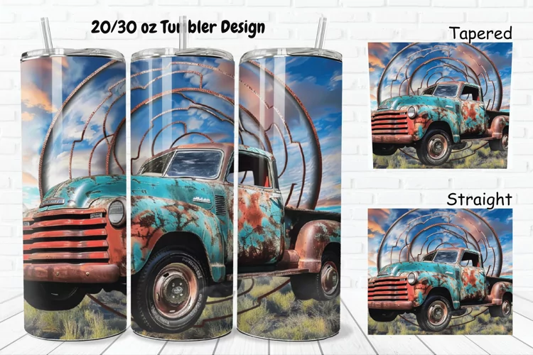 3D Vintage Truck 20/30oz Skinny Tumbler