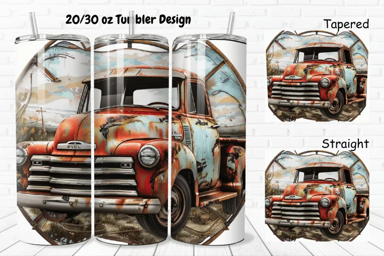 3D Vintage Truck 20/30oz Skinny Tumbler