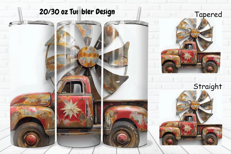 3D Vintage Truck 20/30oz Skinny Tumbler