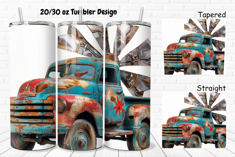 3D Vintage Truck 20/30oz Skinny Tumbler