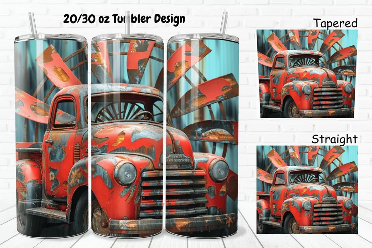 3D Vintage Truck 20/30oz Skinny Tumbler