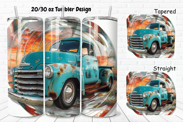 3D Vintage Truck 20/30oz Skinny Tumbler
