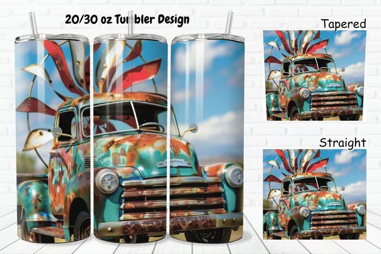 3D Vintage Truck 20/30oz Skinny Tumbler