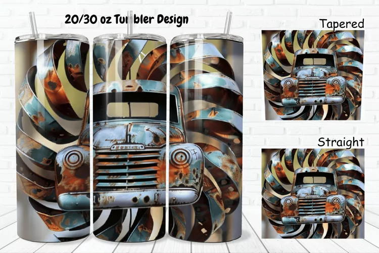 3D Vintage Truck 20/30oz Skinny Tumbler