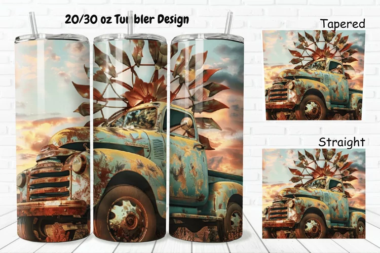 3D Vintage Truck 20/30oz Skinny Tumbler