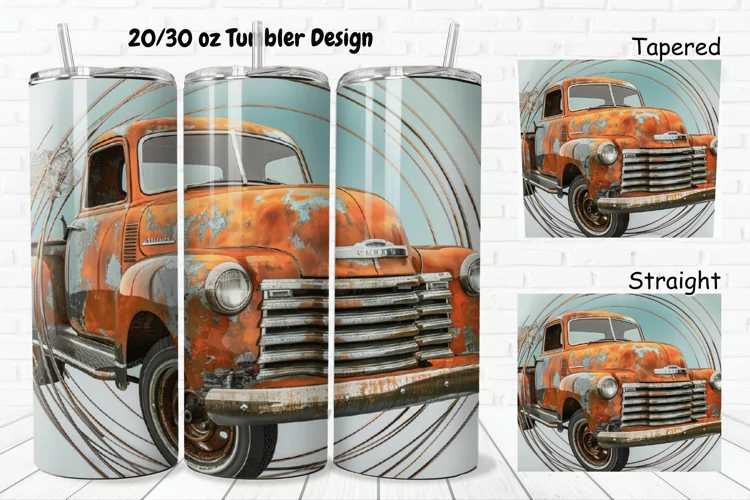 3D Vintage Truck 20/30oz Skinny Tumbler