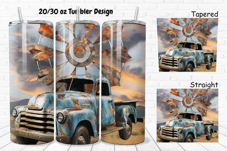 3D Vintage Truck 20/30oz Skinny Tumbler