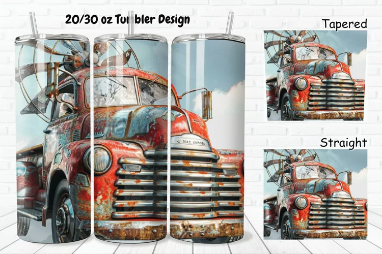 3D Vintage Truck 20/30oz Skinny Tumbler