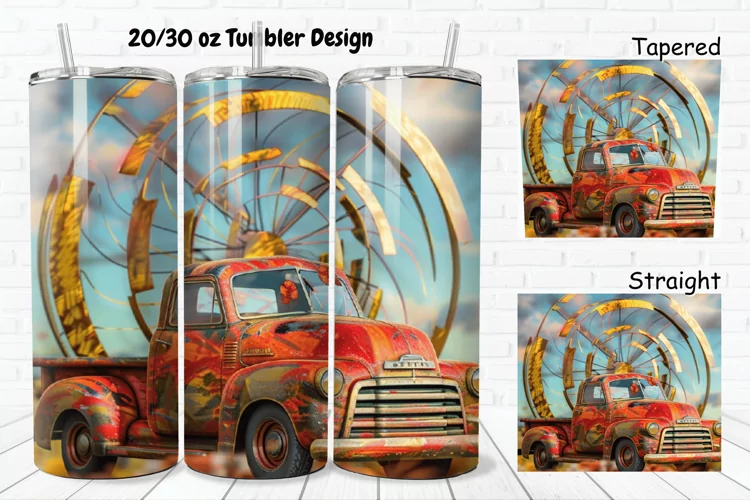 3D Vintage Truck 20/30oz Skinny Tumbler