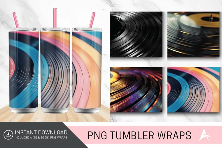 3D Vintage Vinyl Record Groove Tumbler wrap