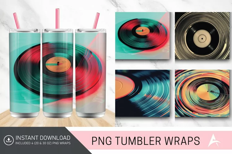 3D Vintage Vinyl Record Groove Tumbler wrap