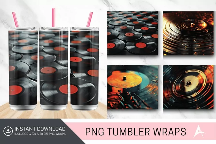 3D Vintage Vinyl Record Groove Tumbler wrap