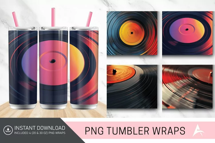 3D Vintage Vinyl Record Groove Tumbler wrap