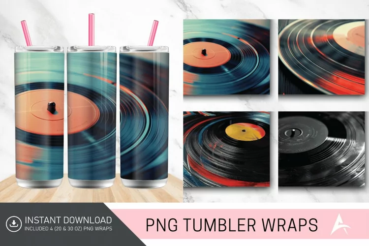 3D Vintage Vinyl Record Groove Tumbler wrap