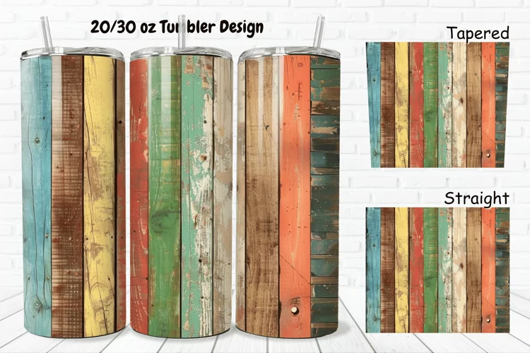 3D Vintage Wood Boards 20/30oz Skinny Tumbler