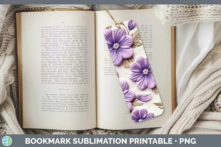 3D Violet Bookmark Sublimation Printable Designs
