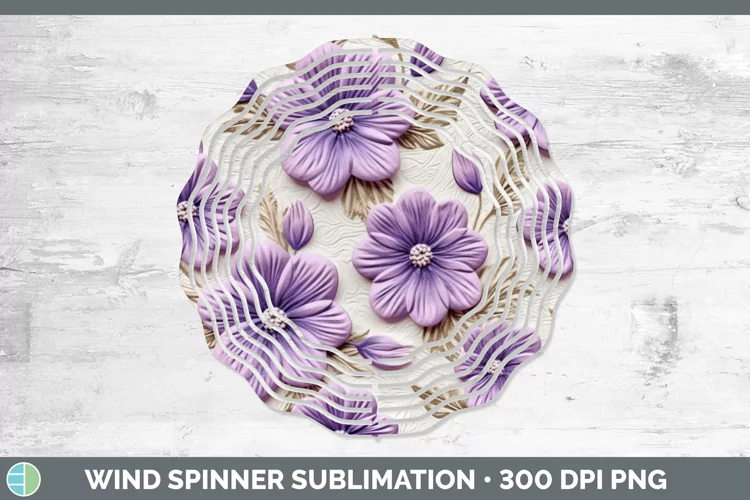 3D Violet Flowers Wind Spinner | Sublimation Spinner Designs