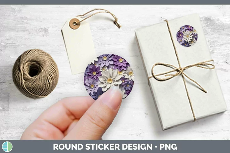 3D Violet Stickers | Round Labels Designs
