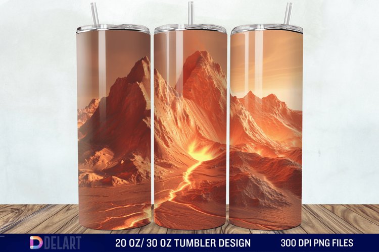 3D Volcano Mountains Tumbler Wrap example image 1
