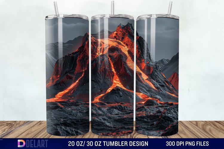 3D Volcano Mountains Tumbler Wrap