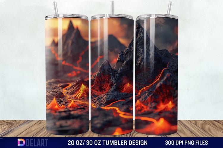 3D Volcano Mountains Tumbler Wrap