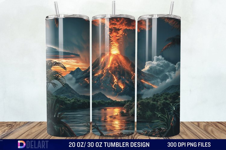 3D Volcano Mountains Tumbler Wrap
