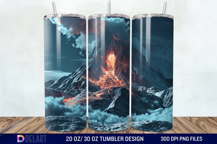 3D Volcano Mountains Tumbler Wrap