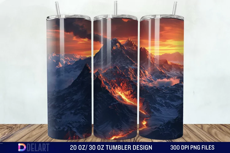 3D Volcano Mountains Tumbler Wrap