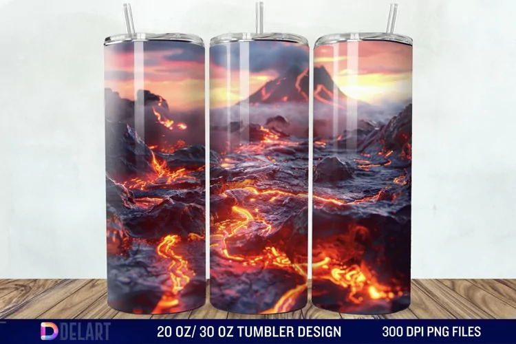3D Volcano Mountains Tumbler Wrap