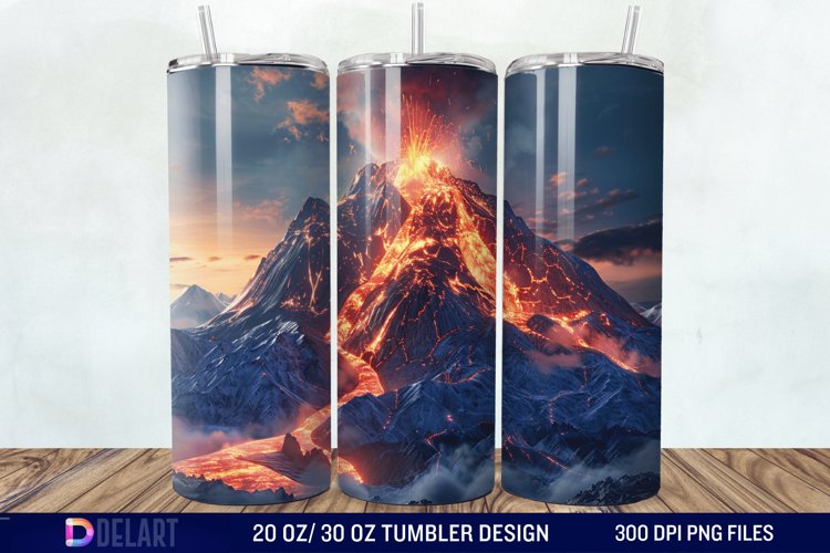 3D Volcano Mountains Tumbler Wrap