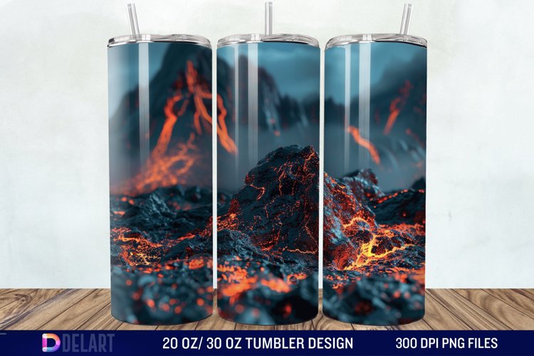 3D Volcano Mountains Tumbler Wrap