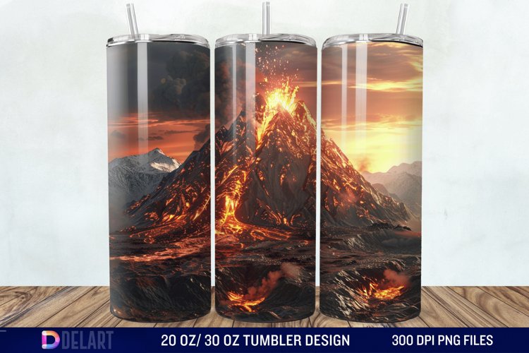 3D Volcano Mountains Tumbler Wrap
