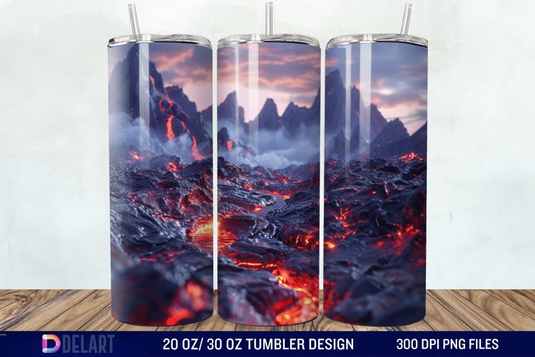 3D Volcano Mountains Tumbler Wrap