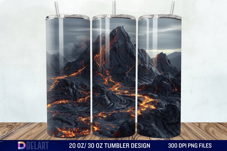 3D Volcano Mountains Tumbler Wrap