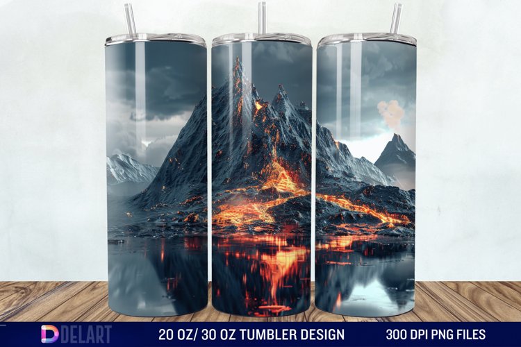 3D Volcano Mountains Tumbler Wrap example image 1