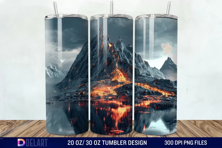 3D Volcano Mountains Tumbler Wrap
