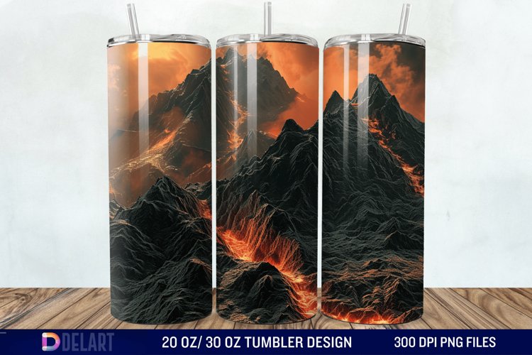3D Volcano Mountains Tumbler Wrap example image 1