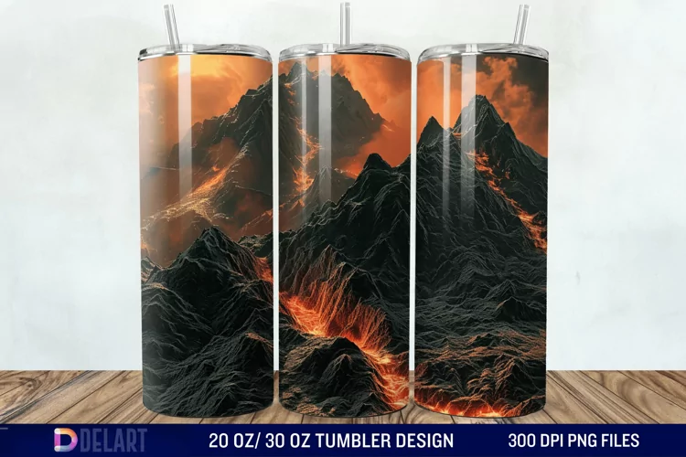 3D Volcano Mountains Tumbler Wrap
