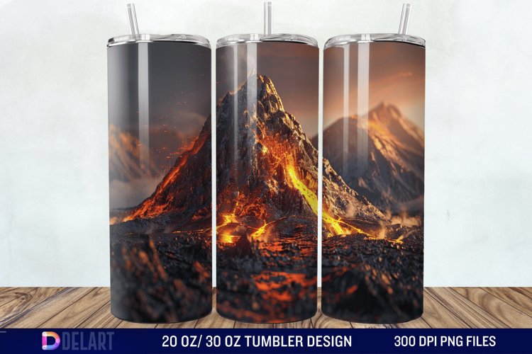 3D Volcano Mountains Tumbler Wrap