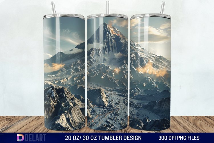 3D Volcano Mountains Tumbler Wrap example image 1