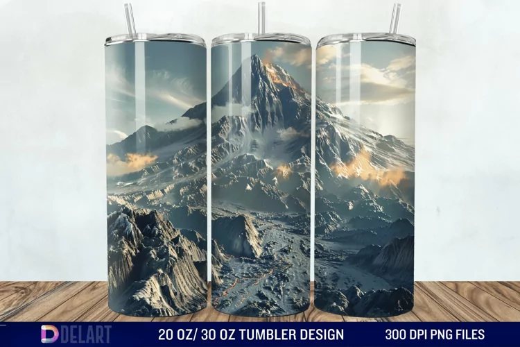 3D Volcano Mountains Tumbler Wrap