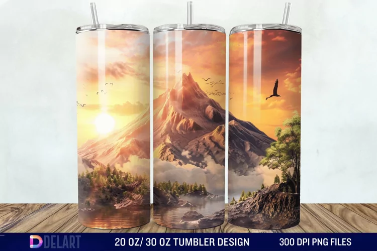3D Volcano Mountains Tumbler Wrap