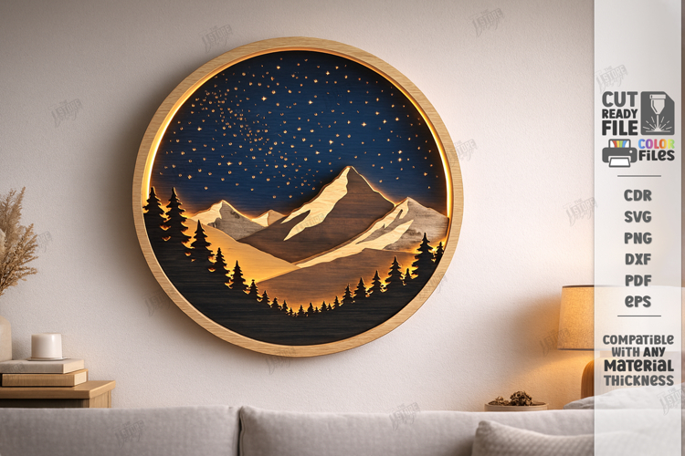 3D Layered Wall Art Laser Cut | Modern Home Interior Art SVG