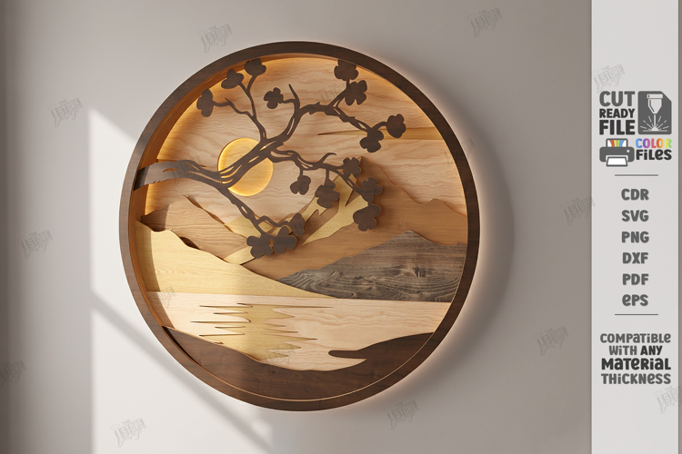 3D Layered Wall Art Laser Cut | Modern Home Interior Art SVG