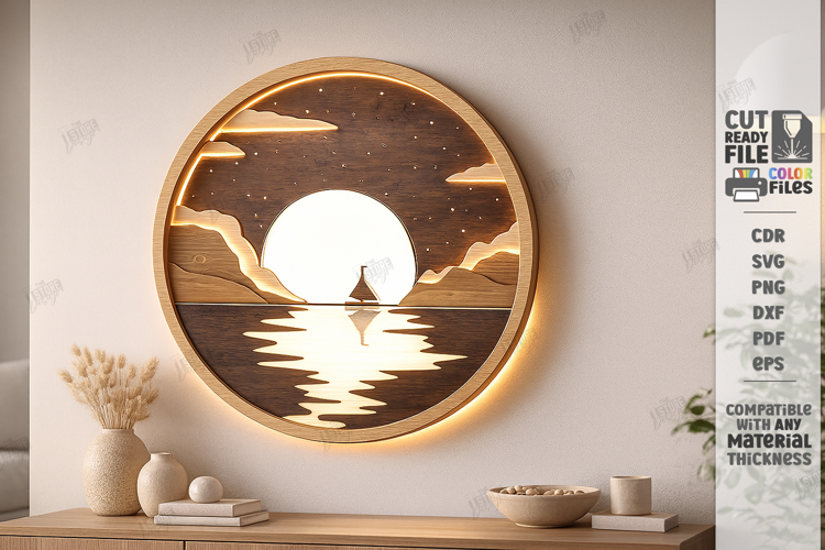 3D Layered Wall Art Laser Cut | Modern Home Interior Art SVG